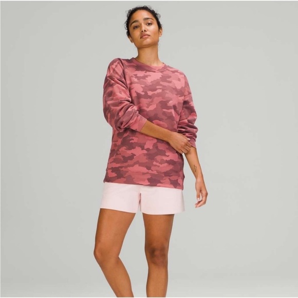 Lululemon Perfectly Oversized Crew Neck Sweatshirt Pink Camo - Picture 2 of 7